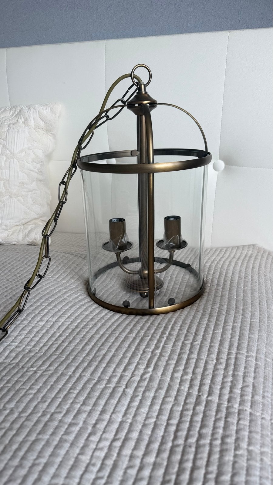 MOET WEG-Vintage Industriële Vogelkooi Hanglamp - Brons/glas, Ophalen, Industrieel, antiek, vintage, kooi, E14 (klein), Zo goed als nieuw