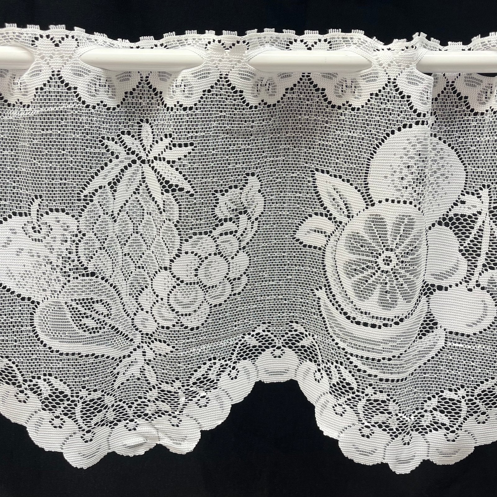 1,6 meter vitrage valletje met fruit, Vitrage, 160 cm, Wit, Nieuw