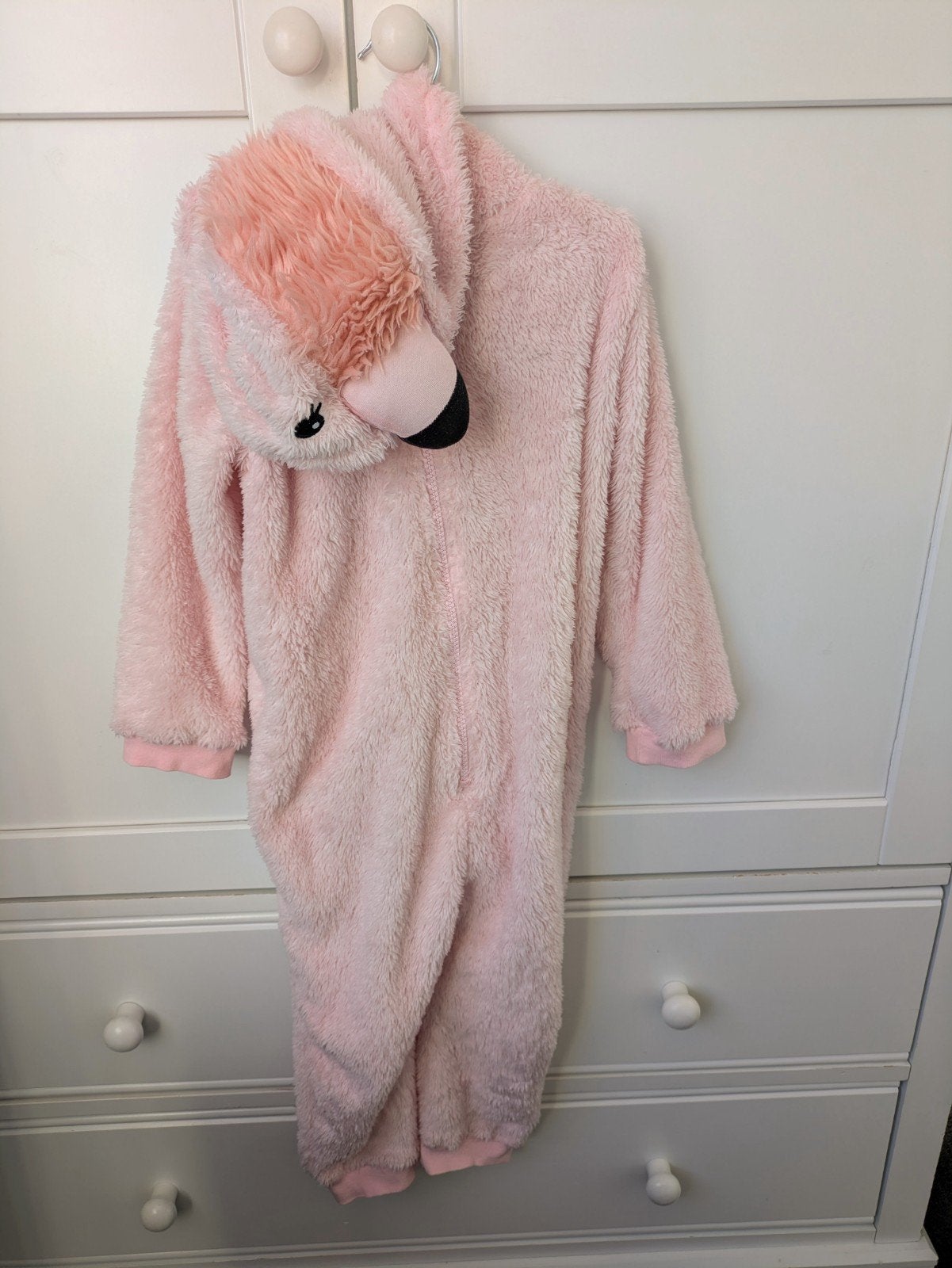 Warme zacht roze flamingo onesie maat 98/104, Ophalen of Verzenden