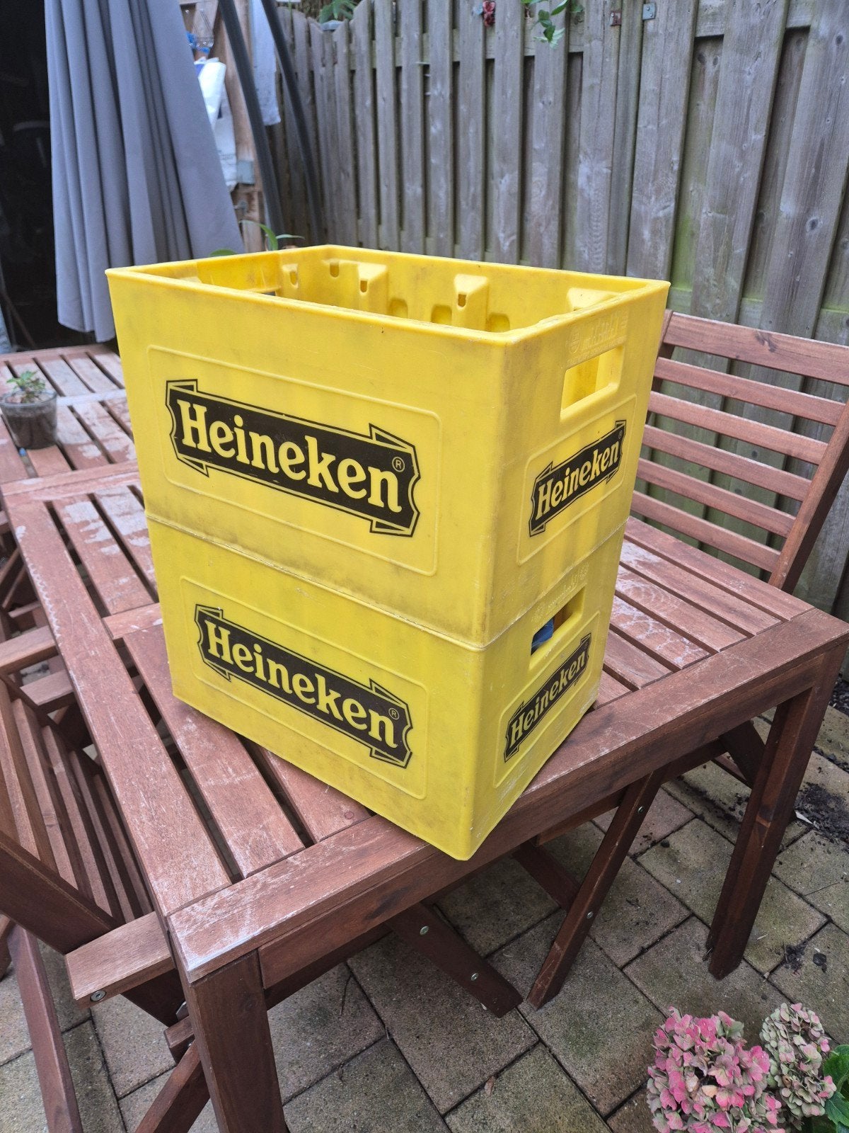 Twee Oude Heineken Kratten - Vintage Bierkratten, Ophalen, Gebruikt, Minder dan 35 cm, Minder dan 50 cm