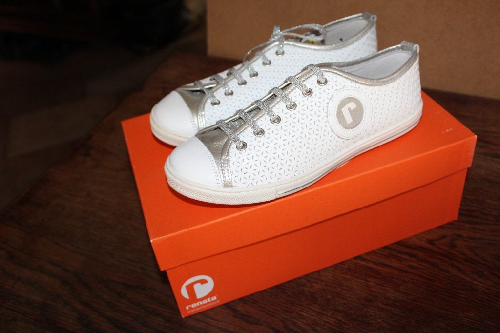 Renata vlot zilver/wit leren schoenen mt 37 SUPERKOOPJE, Meisje, ., Schoenen, Nieuw