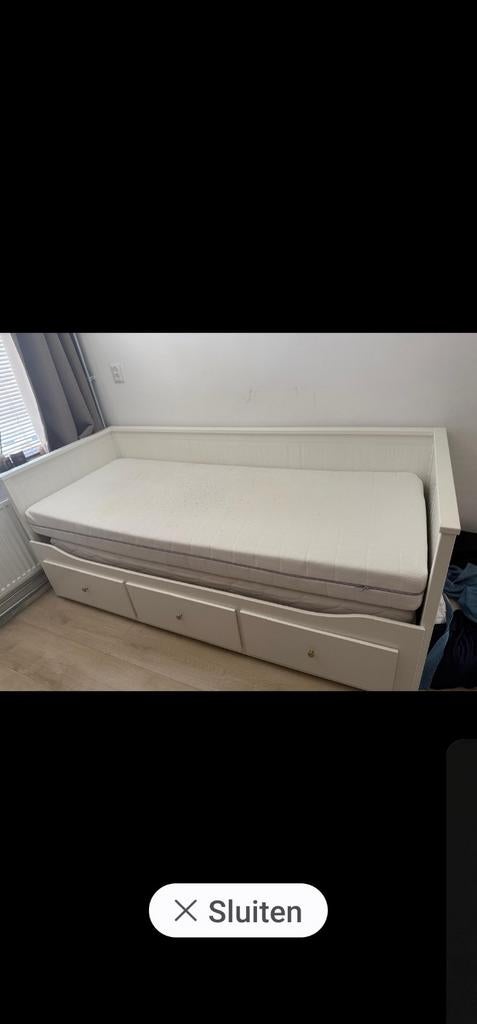 Hemnes Uitschuifbaare bed, Huis en Inrichting, Slaapkamer | Bedden, Wit, Tweepersoons, Ophalen of Verzenden, Zo goed als nieuw