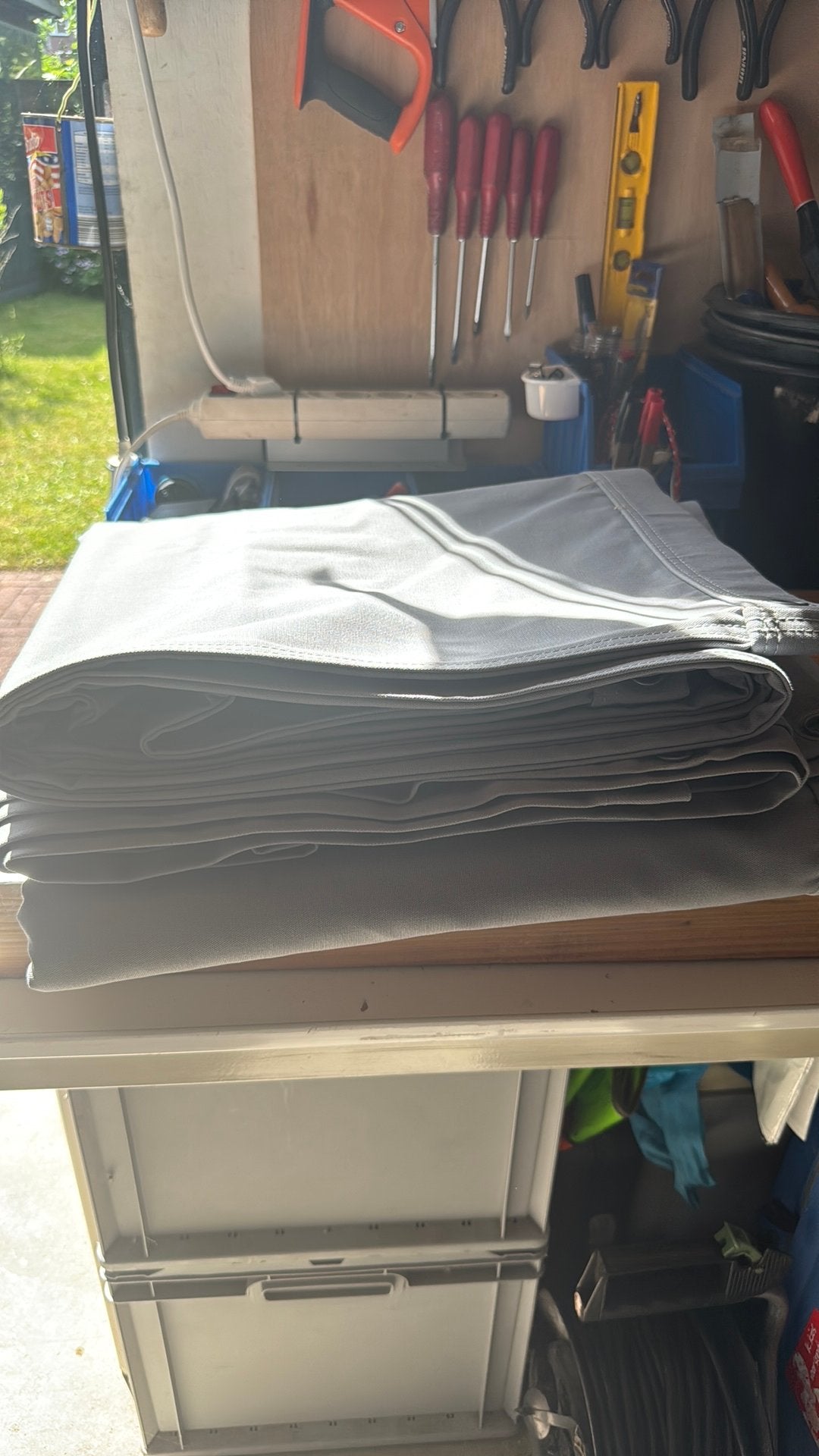 Grote grijze tarp/luifel doek voor kamperen ,of evenementen, Ophalen, Zo goed als nieuw