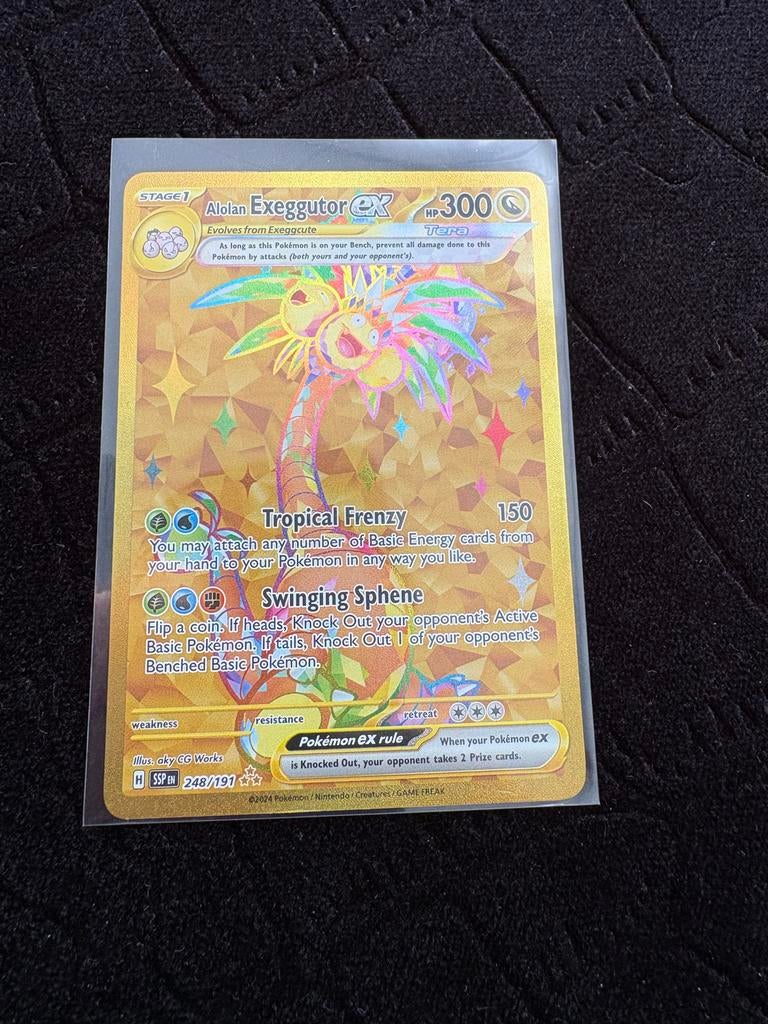 Alolan Exeggutor GX Pokémon kaart (Full Art Gold), Ophalen, Zo goed als nieuw, Losse kaart, Foil