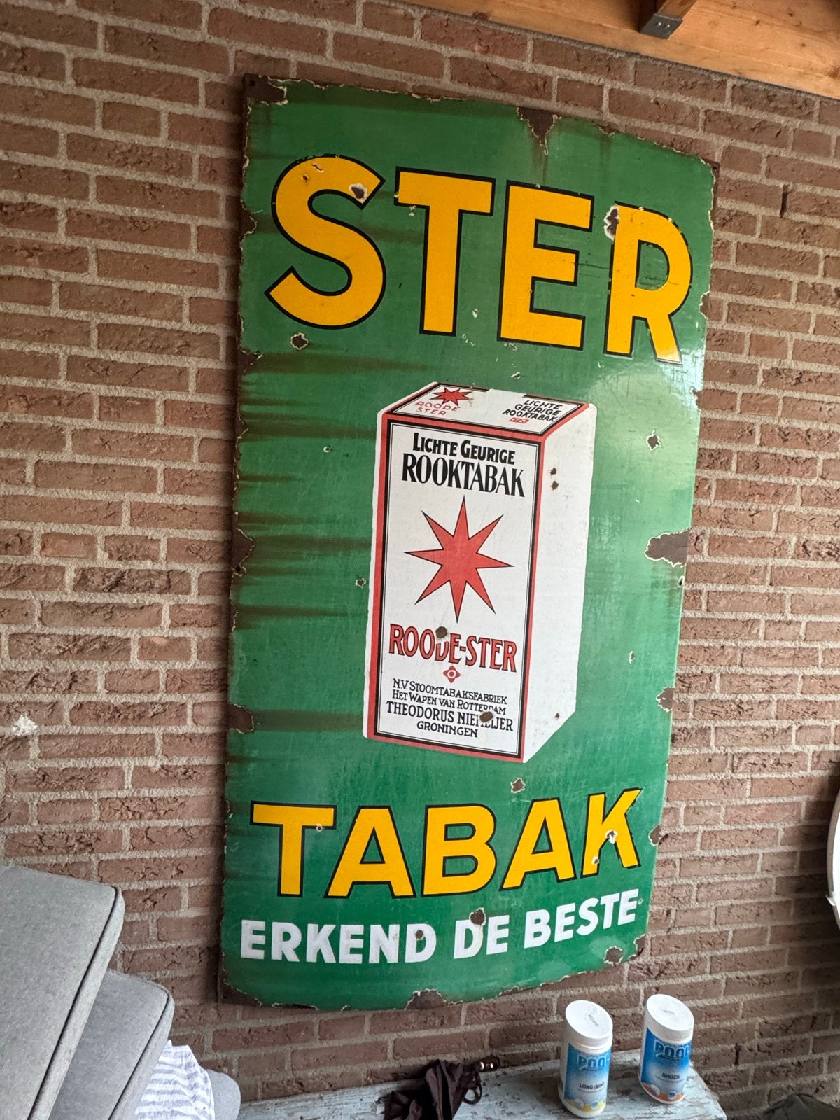 Vintage Emaille Reclamebord "Ster Tabak", Ophalen