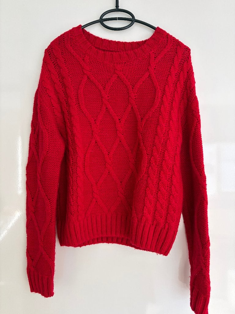 Bien Bleu rode trui dames - maat S - Dikke gebreide trui, Verzenden, Zo goed als nieuw, Maat 36 (S), Rood