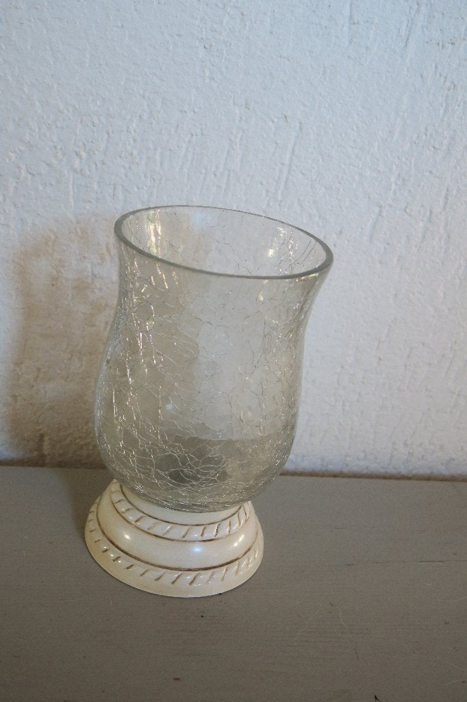 Glazen windlichtje op stenen voetje, Ophalen of Verzenden, Nieuw, Glas, Windlicht