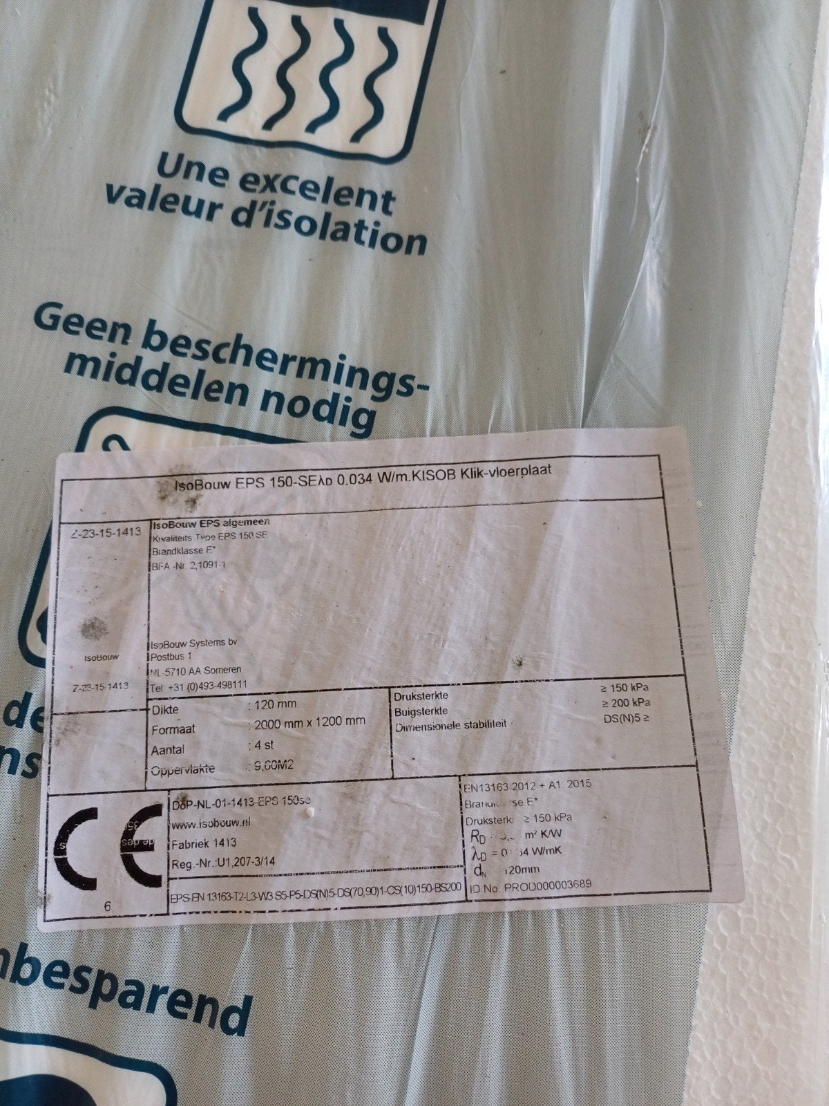 IsoBouw Vloerisolatie Klikplaat EPS 150-SE 16 pakken, Ophalen, 12 cm of meer, Nieuw, 15 m² of meer