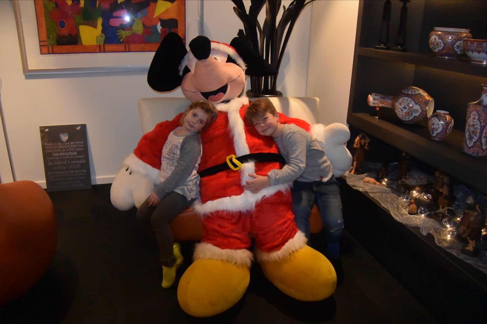 Unieke levensgrote Kerstman knuffel, Mickey Mouse I, Overige merken, Overige karakters, Overige typen, Ophalen of Verzenden