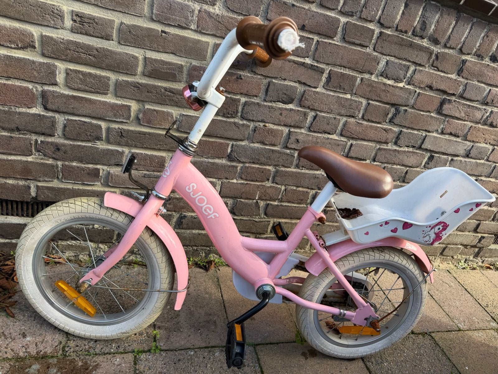 Kinderfiets meisje 14 inch, Fietsen en Brommers, Ophalen, Gebruikt, Terugtraprem, Minder dan 16 inch