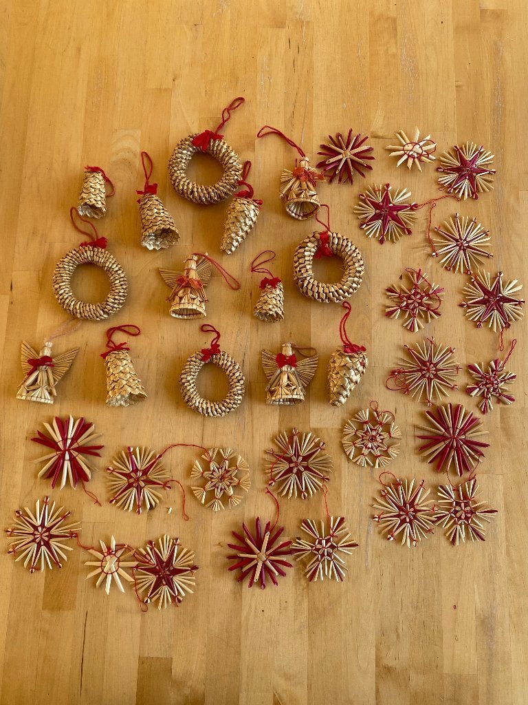 36 vintage Zweedse Kerst stro ster engel klok krans rookvrij, Ophalen of Verzenden, Zo goed als nieuw