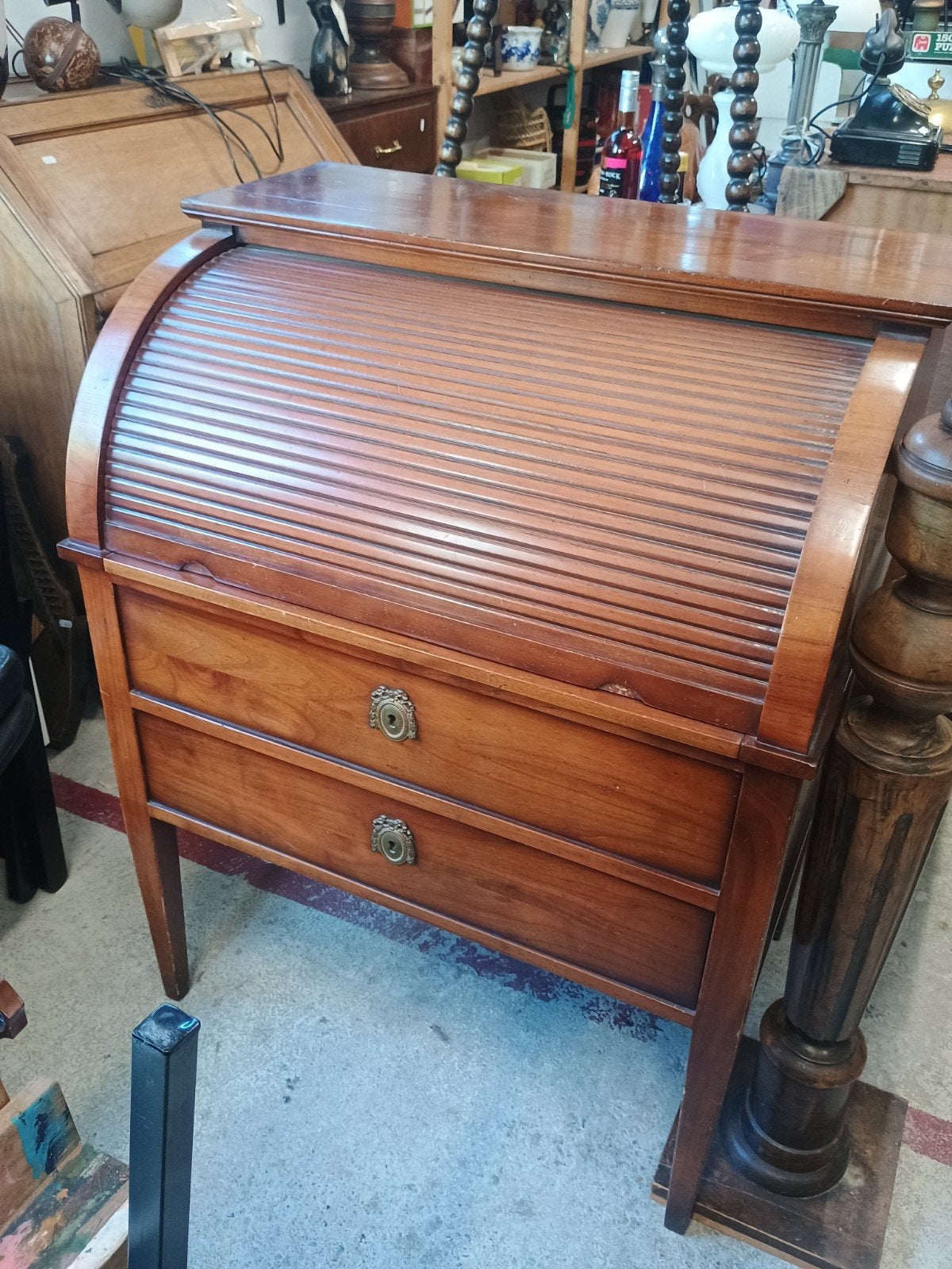 Vintage houten secretaire met rolklep, Ophalen, Gebruikt, ., .