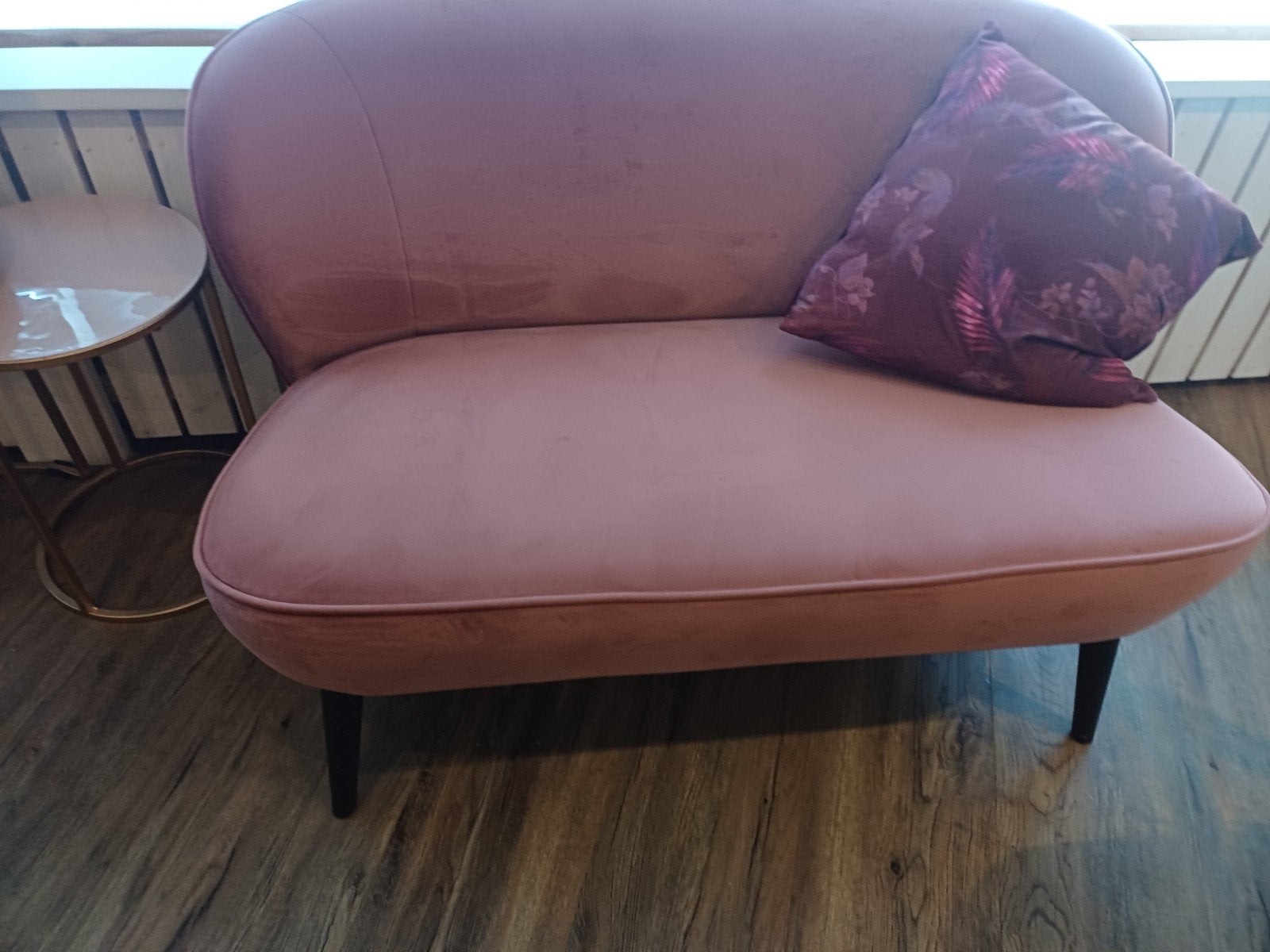roze fluwele bankje, Ophalen, 75 tot 100 cm, Tweepersoons, Minder dan 150 cm