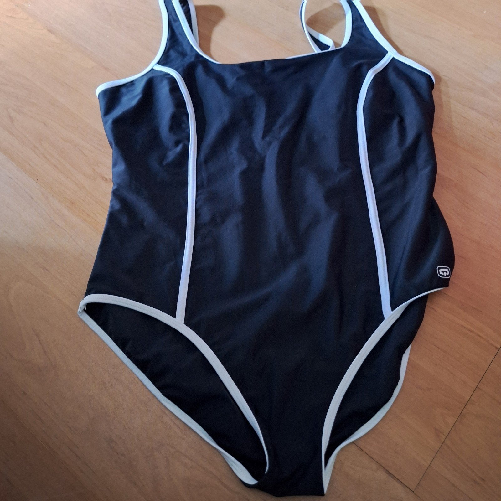 Zwart badpak maat 50 met witte accenten, Ophalen, Zwart, Badpak, GP