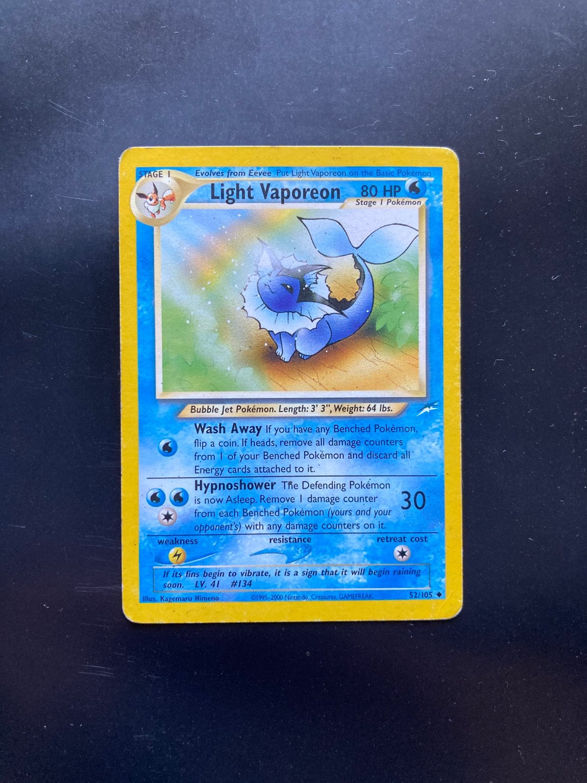 Pokemon kaart Light Vaporeon, Ophalen of Verzenden, Zo goed als nieuw
