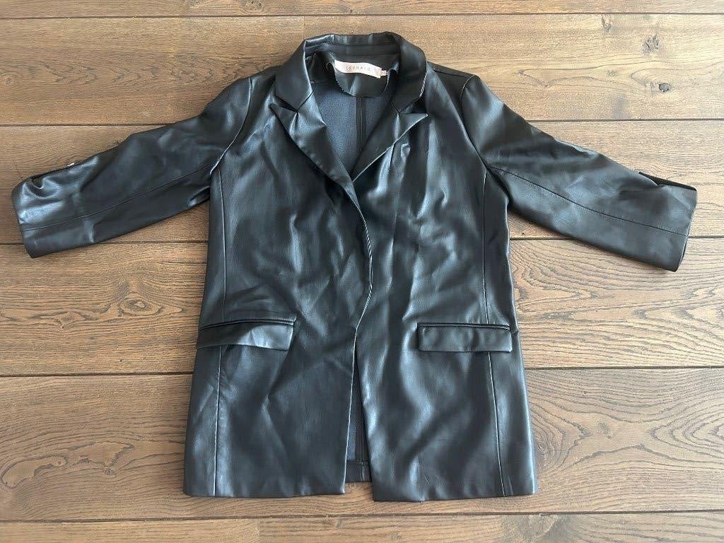 ESQUALO zwart colbert "leer" 40 M/L in ~~nieuw~~ staat, Verzenden, Zo goed als nieuw, Maat 38/40 (M), Zwart