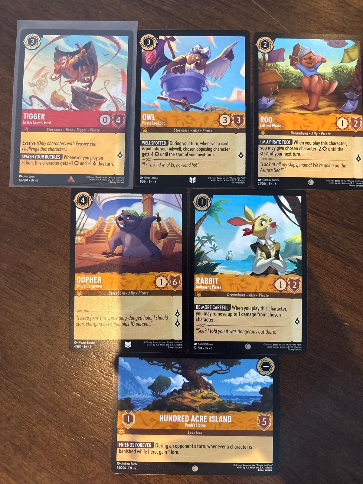Disney Lorcana Kaarten - Tigger, Owl, Roo, Gopher, Rabbit, I, Ophalen of Verzenden, Overige figuren, Zo goed als nieuw, Plaatje of Poster