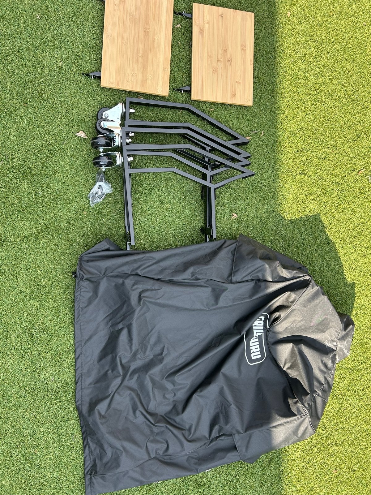 Grill Guru BBQ Tafel met Wielen en Houten Bladen, Ophalen, Zo goed als nieuw
