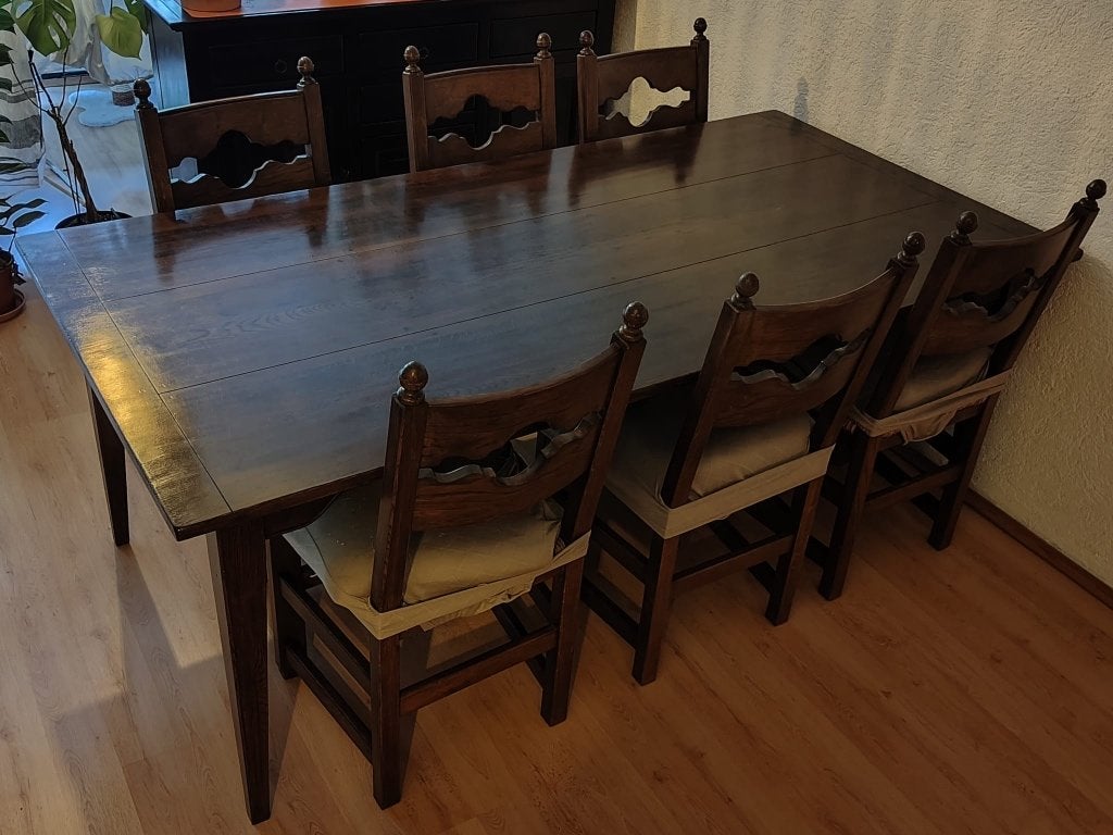 Massief houten tafel.  Solid wood table, Huis en Inrichting, Tafels | Eettafels, Zo goed als nieuw, 50 tot 100 cm, 200 cm of meer