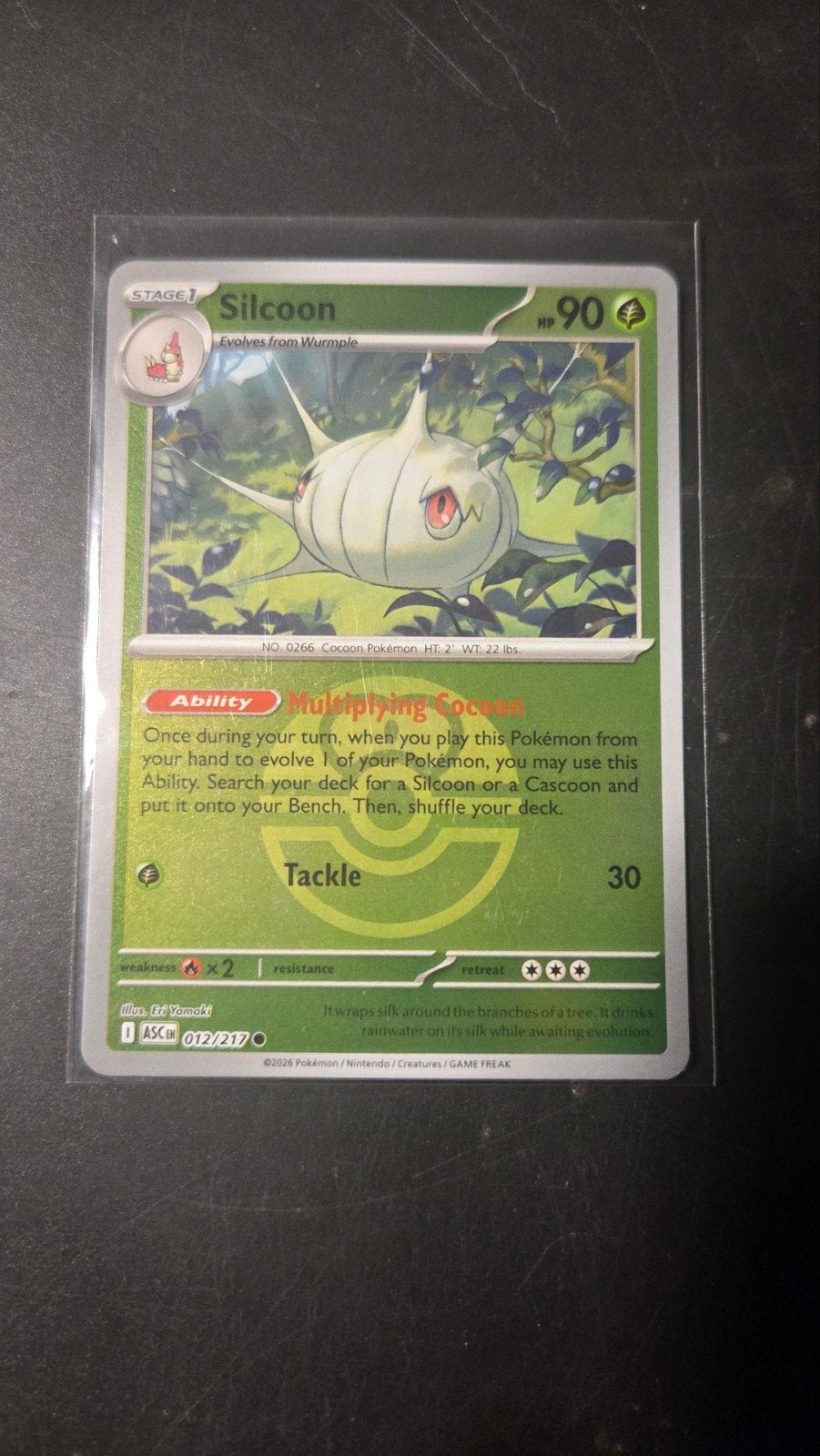 Silcoon 012/217 (pokéball) - Ascended Heroes Pokémon Kaart, Verzenden, Zo goed als nieuw, Losse kaart, Foil