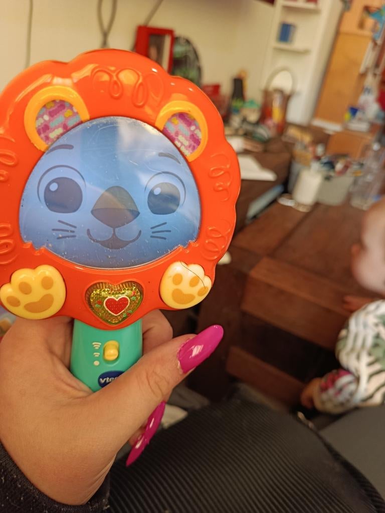 VTech Kiekeboe Leeuwtje Pratende Spiegel, Ophalen of Verzenden, Gebruikt, Overige typen, Met geluid