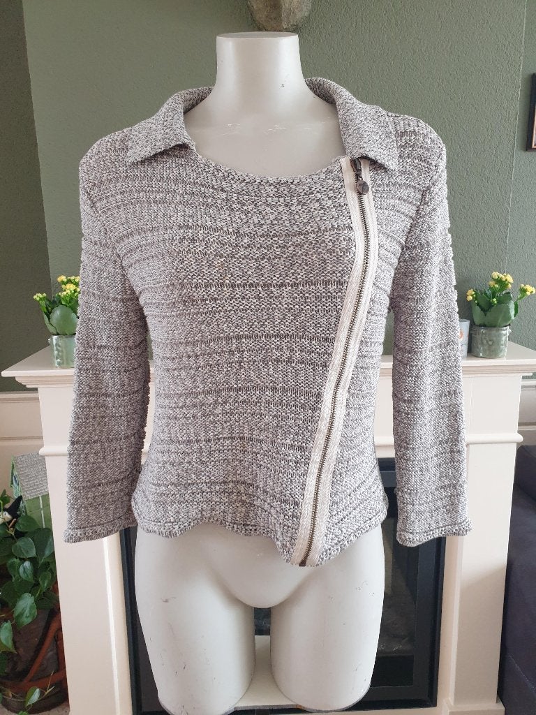 POOOLS schitterend grijs crème vest jasje 38 M | vestje, Maat 38/40 (M), Verzenden, Zo goed als nieuw, Grijs