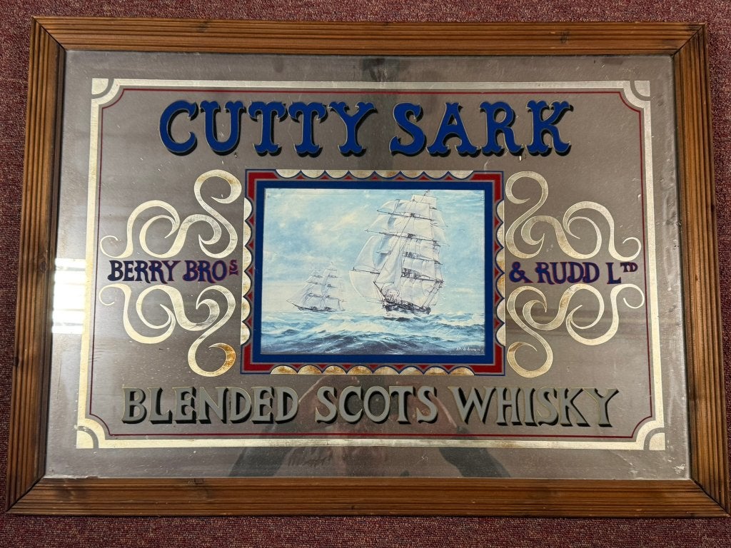 Originele Vintage Cutty Sark Whisky Reclamespiegel, Verzamelen, Merken en Reclamevoorwerpen, Ophalen, Zo goed als nieuw, Reclamebord
