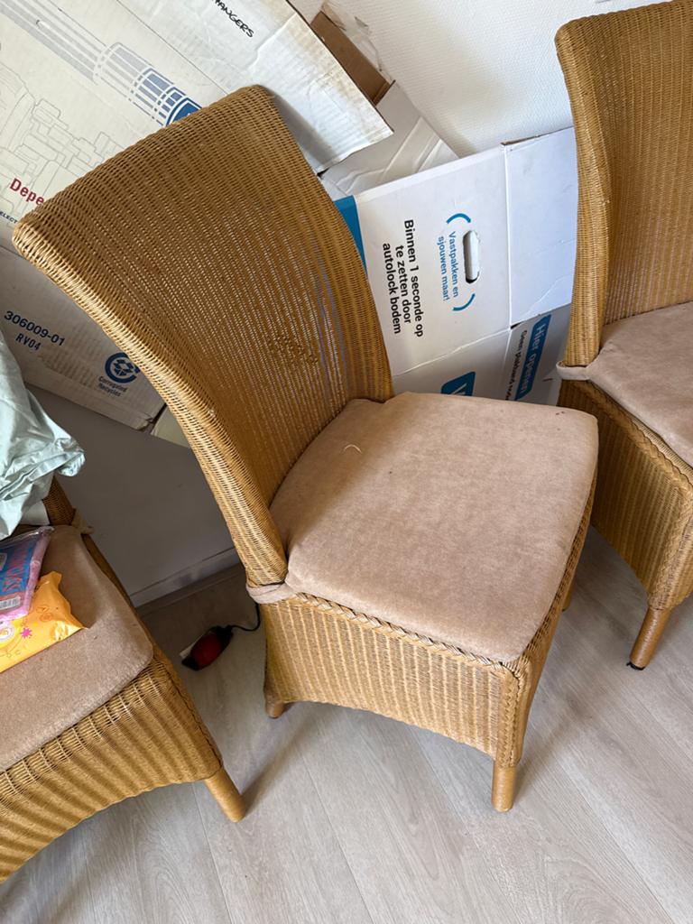 Loom Rotan stoelen met kussens - set van 6, Ophalen, Gebruikt, Overige kleuren, Riet of Rotan