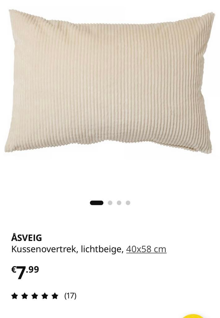 Kussensloop Ikea, Ophalen, Zo goed als nieuw, Beige, Vierkant