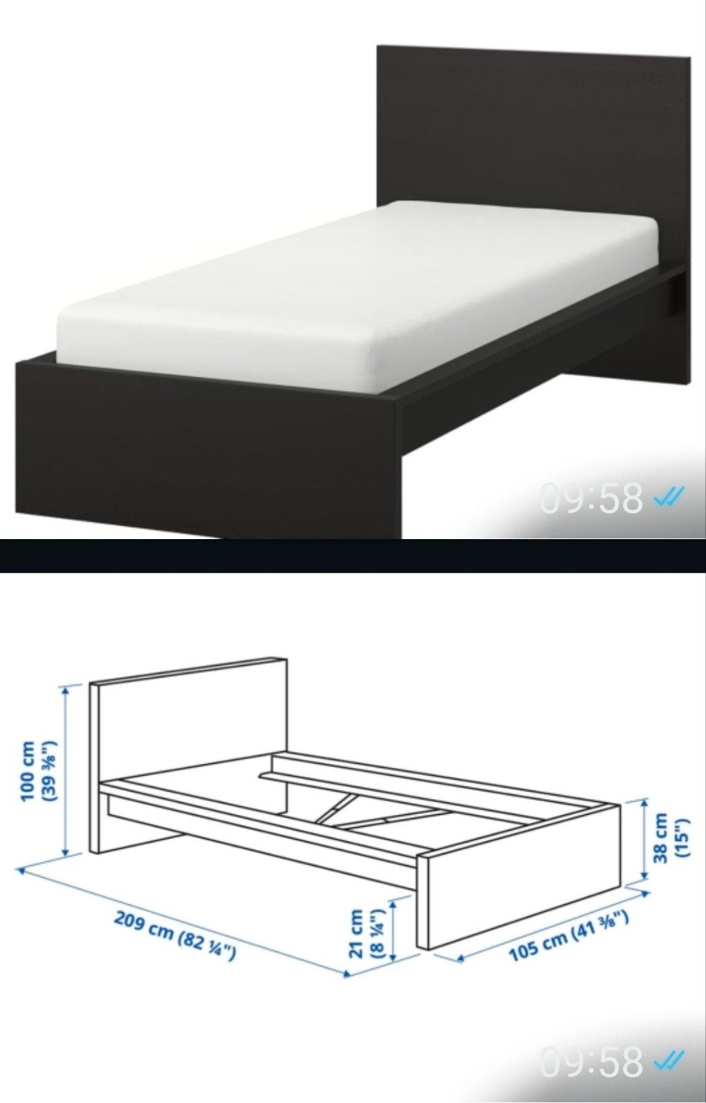 IKEA eenpersoonsbed + IKEA matras, Ophalen, Overige materialen, Gebruikt, 90 cm