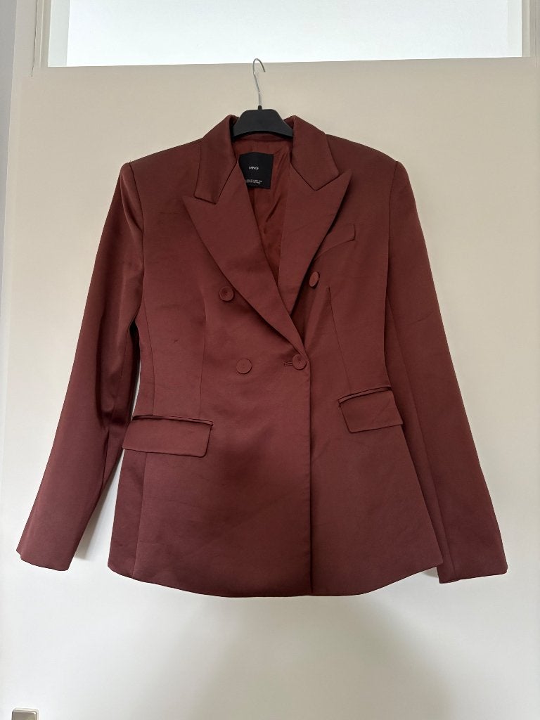 Satijnen colbert, Kleding | Dames, Mango, Bruin, Ophalen of Verzenden, Jasje