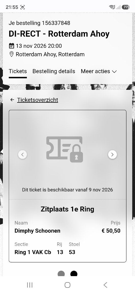 Di-rect 13 november Ahoy 1e ring, Drie personen of meer, November, Rock of Poprock