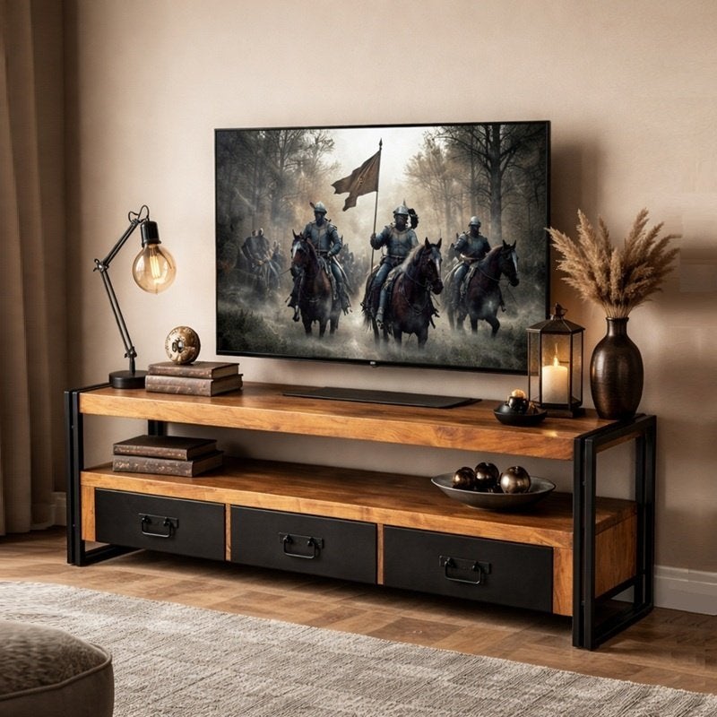TV Meubel Kast Dressoir Mediakast Industrieel Mangohout, Info@dehanzeherten.nl, De Hanze Herten BV, Industrieel, Bohemian, Boho