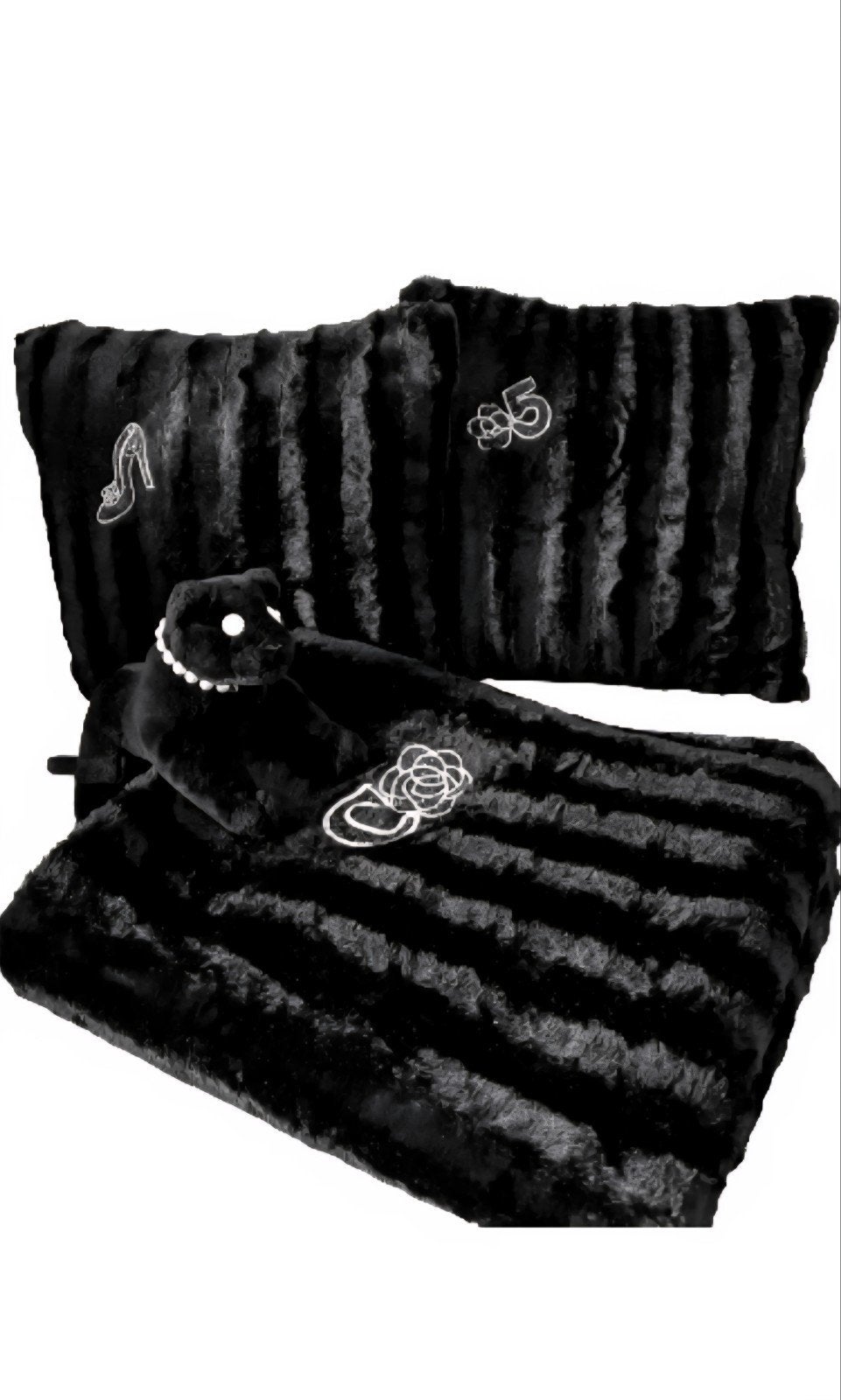 HOTEL CHIQUE ** FAUX FUR stripe PLAID & 2 PILLOW COVERS, Ophalen of Verzenden, Nieuw