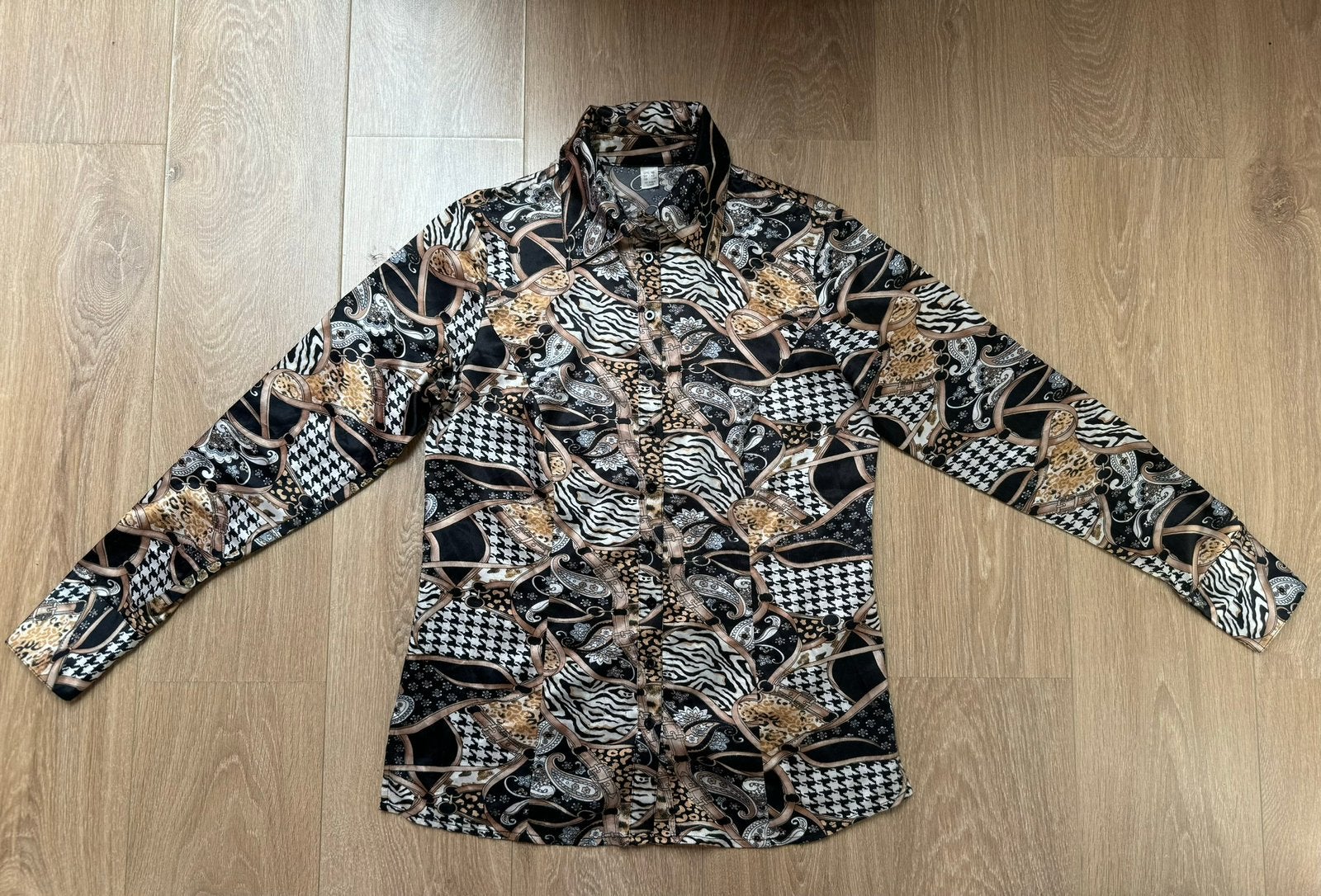 Dames blouse bruin/zwart/beige maat 40, Ophalen of Verzenden, Gedragen, Maat 38/40 (M), Bruin
