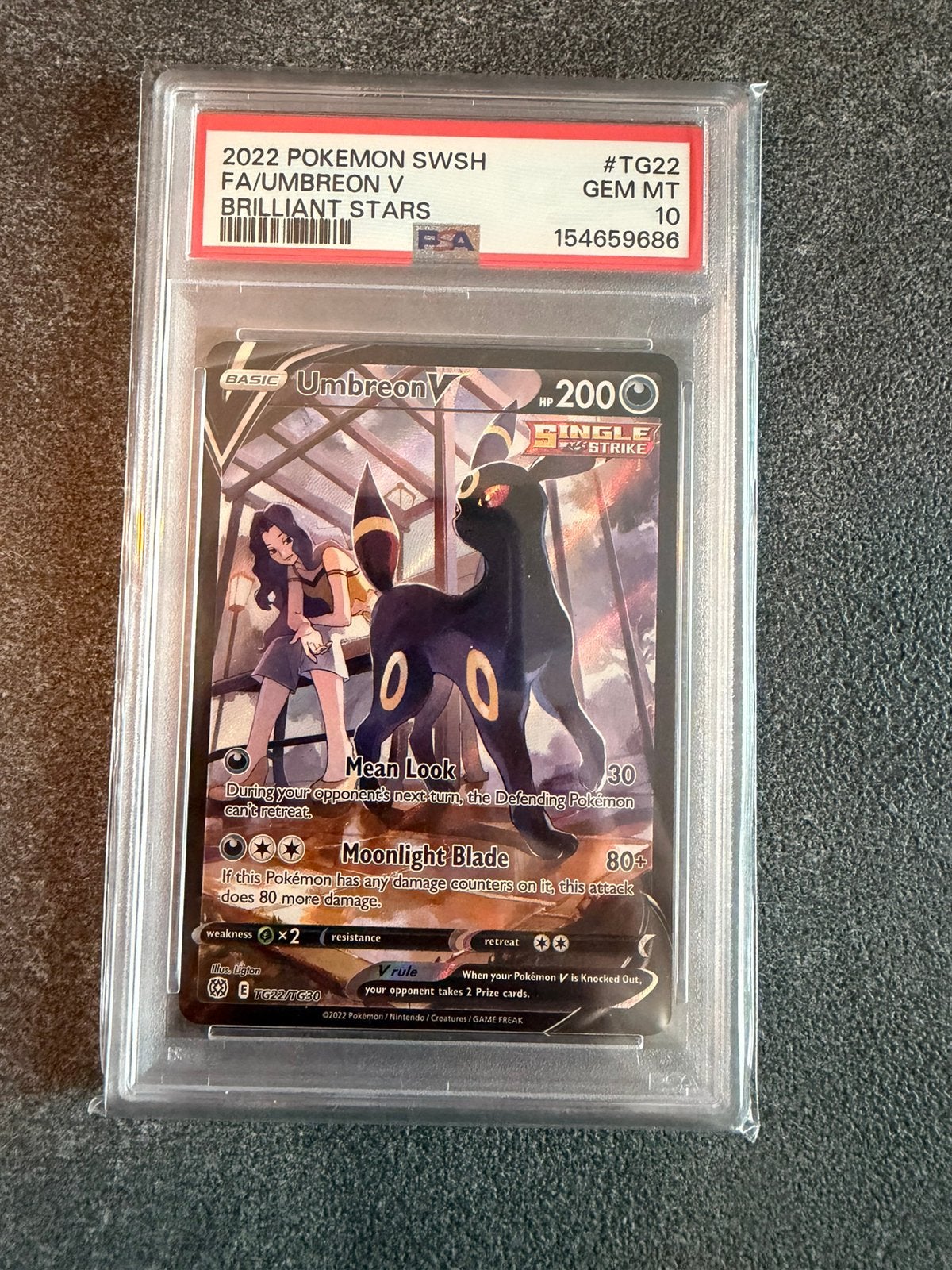 Umbreon V TG22 Pokémon Brilliant Stars Graded PSA 10, Ophalen of Verzenden, Zo goed als nieuw