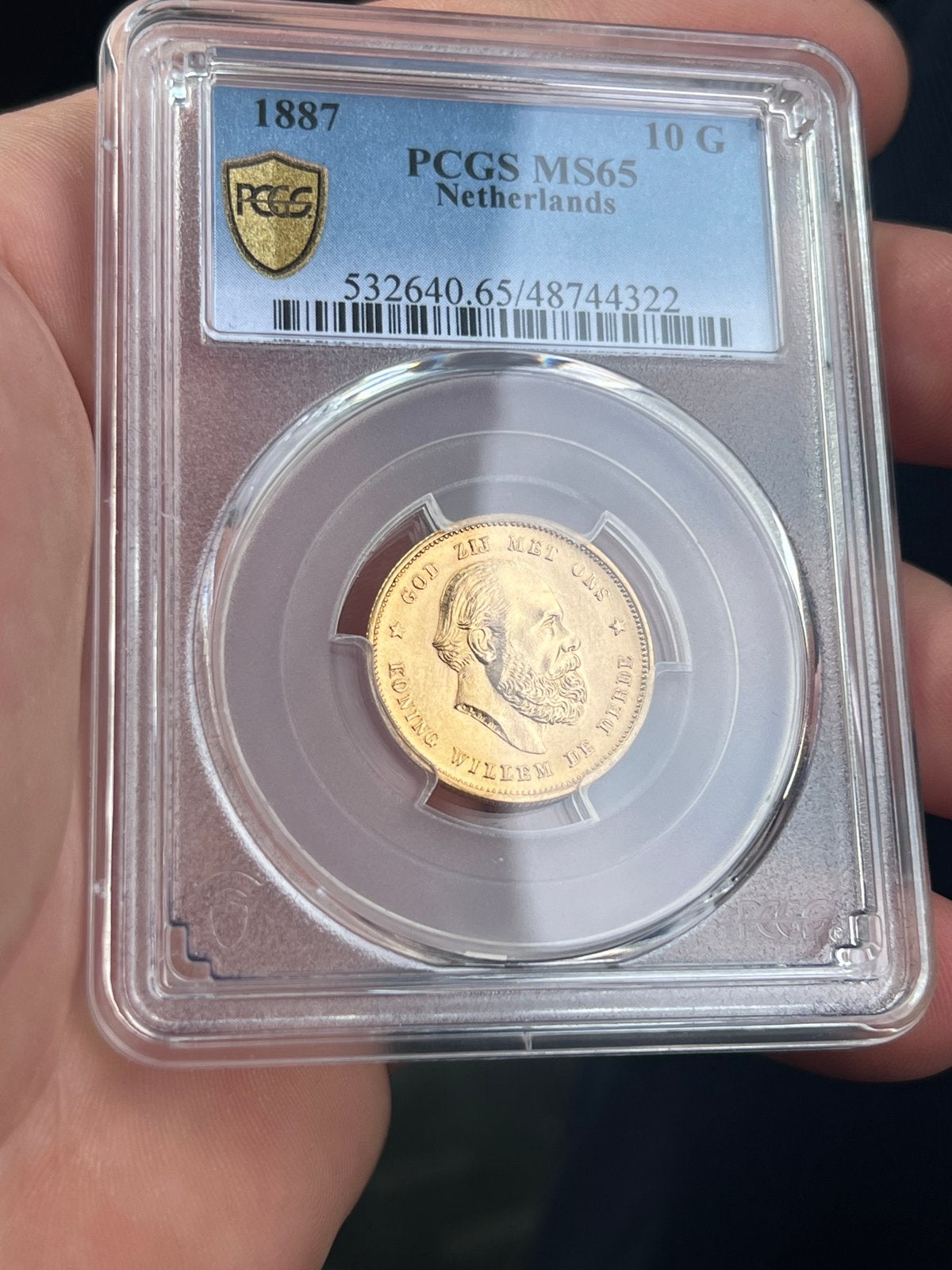 Gouden tientje Willem III 1887 MS65, Ophalen of Verzenden, Koning Willem III, 10 gulden