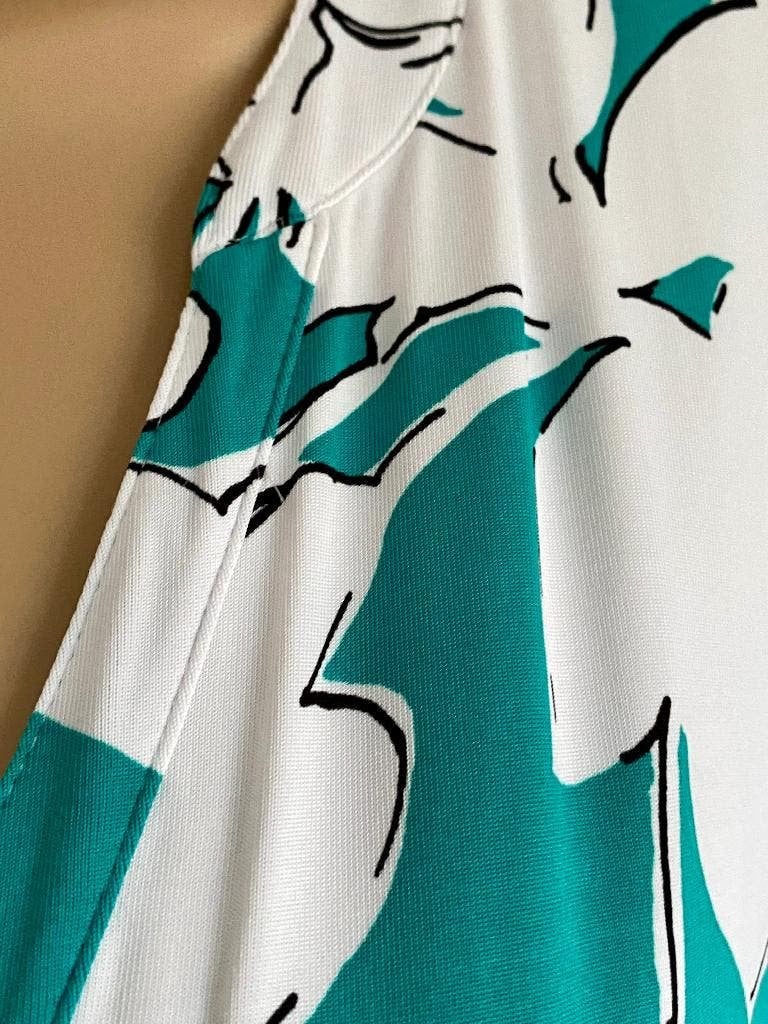 K194 Claudia Strater 44=L lange blouse-jurk groen/blauw/wit, Blauw, Maat 42/44 (L), Ophalen of Verzenden, Zo goed als nieuw