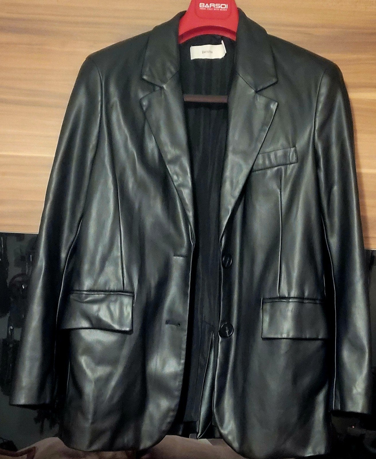 Bershka Faux Leren Blazer Zwart Maat S, Zwart, Nieuw, Jasje, Maat 36 (S)