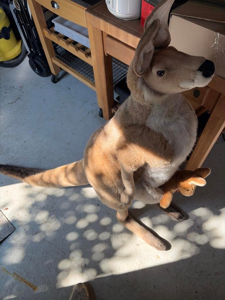 Grote Kangoeroe Knuffel met Baby - 120cm Hoog, Dieren en Toebehoren, Meerdere dieren, Dwerg