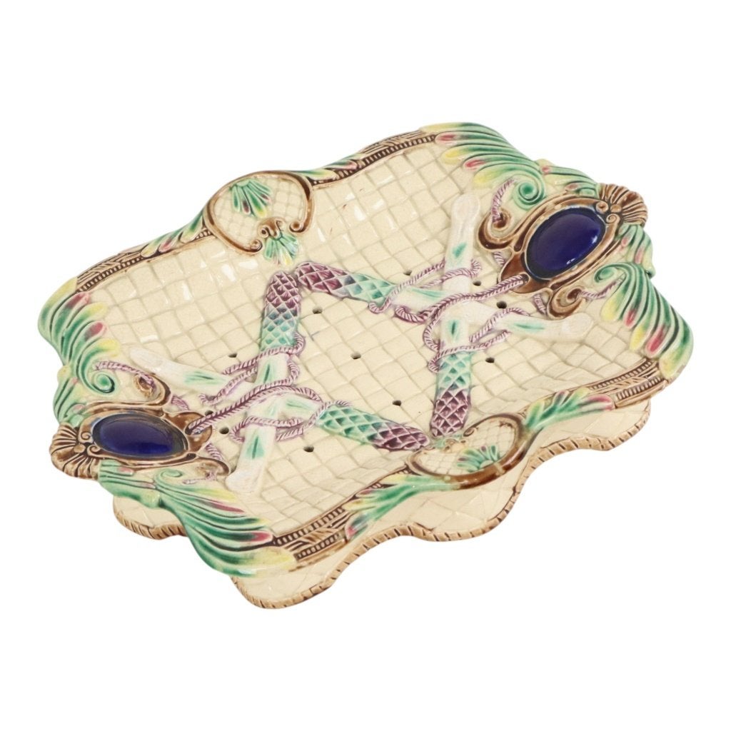 Antiek Frans Asperge Bord Majolica Aardewerk 19de Eeuw, Antiek en Kunst, Ophalen of Verzenden