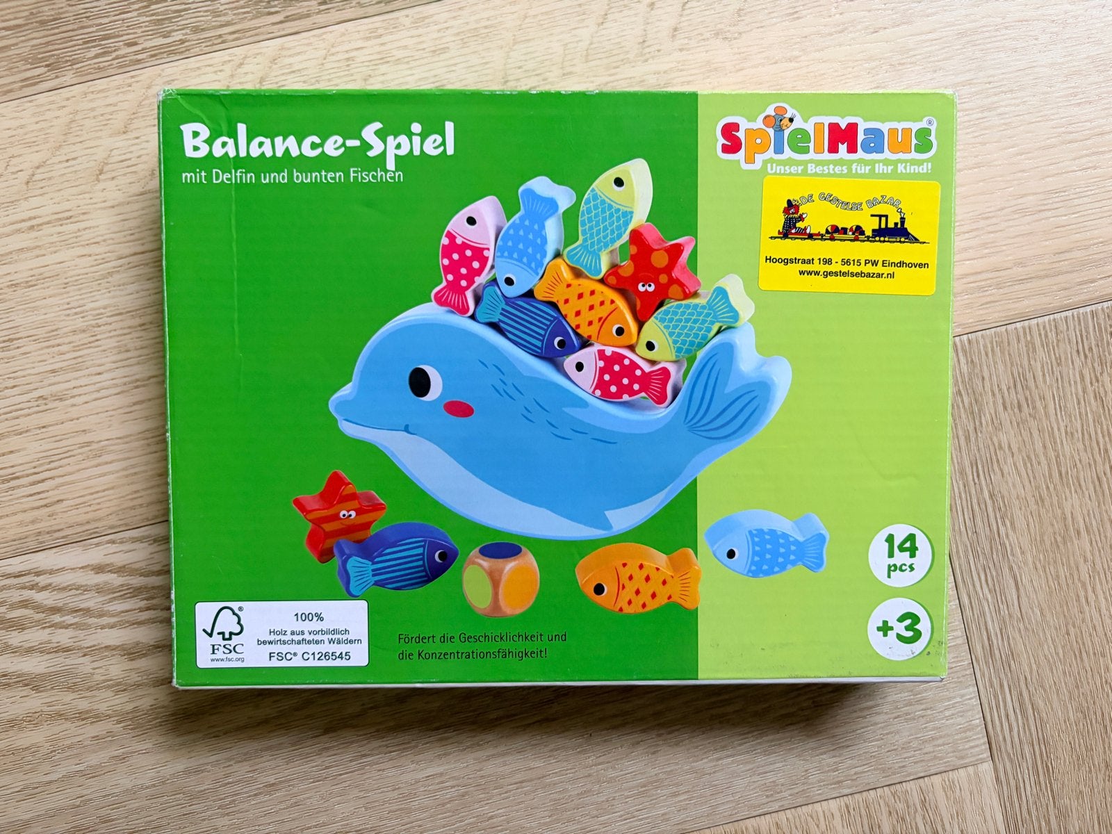 Balance-Spiel Dolfijn met Vissen - Houten Balansspel, Ophalen of Verzenden, Nieuw, Jongen of Meisje