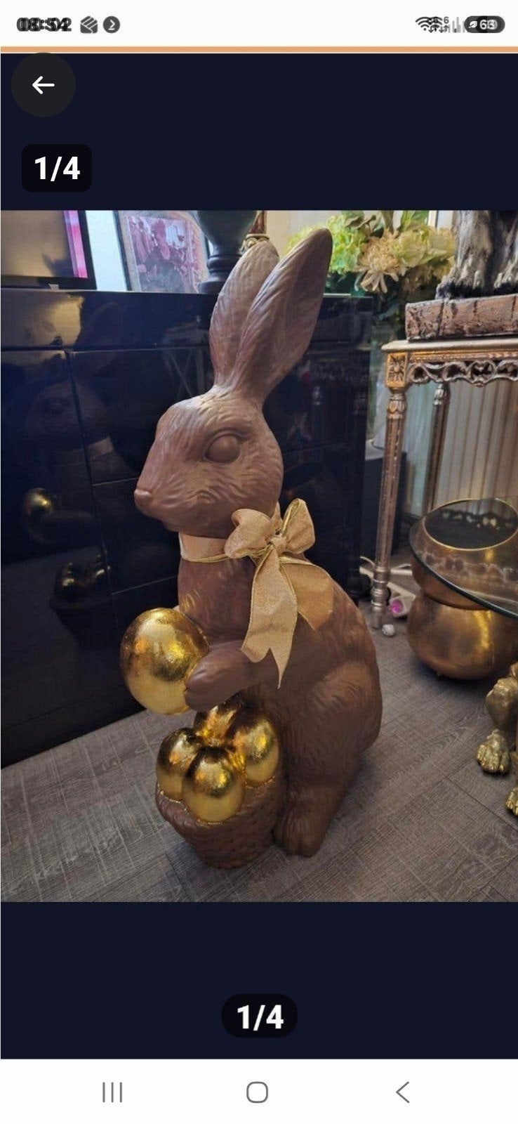Paashaas, chocolade kleur, met gouden eieren., Diversen, Ophalen, Nieuw