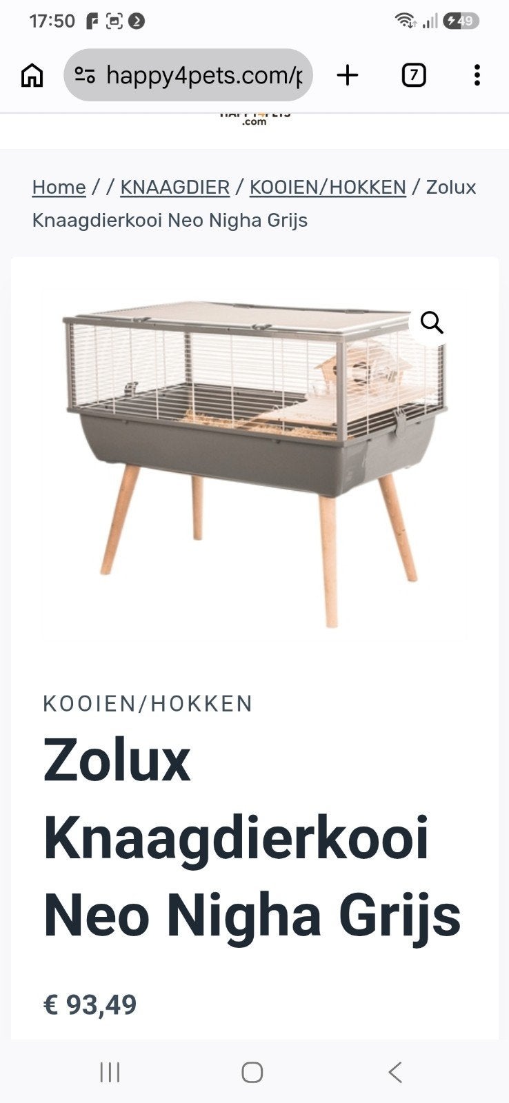 Knaagdieren-, hamsterkooi. Zgan, Dieren en Toebehoren, Kooi, 60 tot 90 cm, Ophalen of Verzenden, Zo goed als nieuw