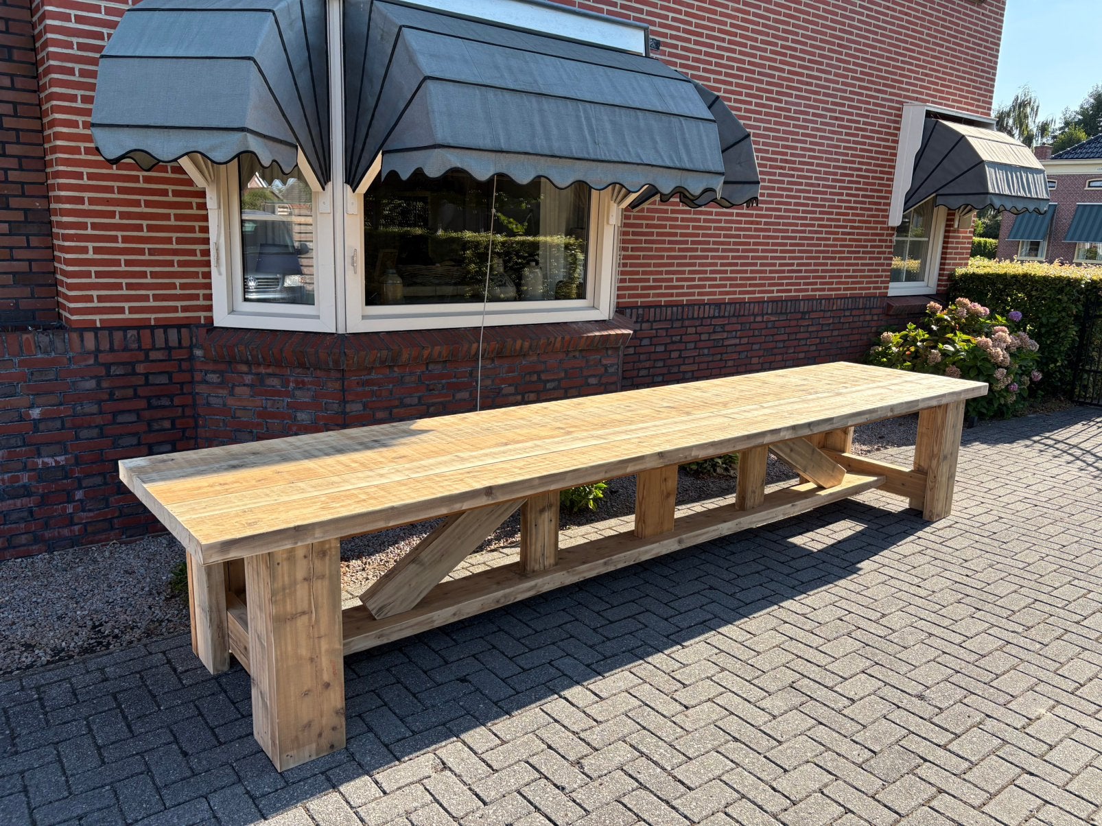 Grote robuutse landelijke style stamtafel, 200 cm of meer, Zo goed als nieuw, Rechthoekig, 50 tot 100 cm