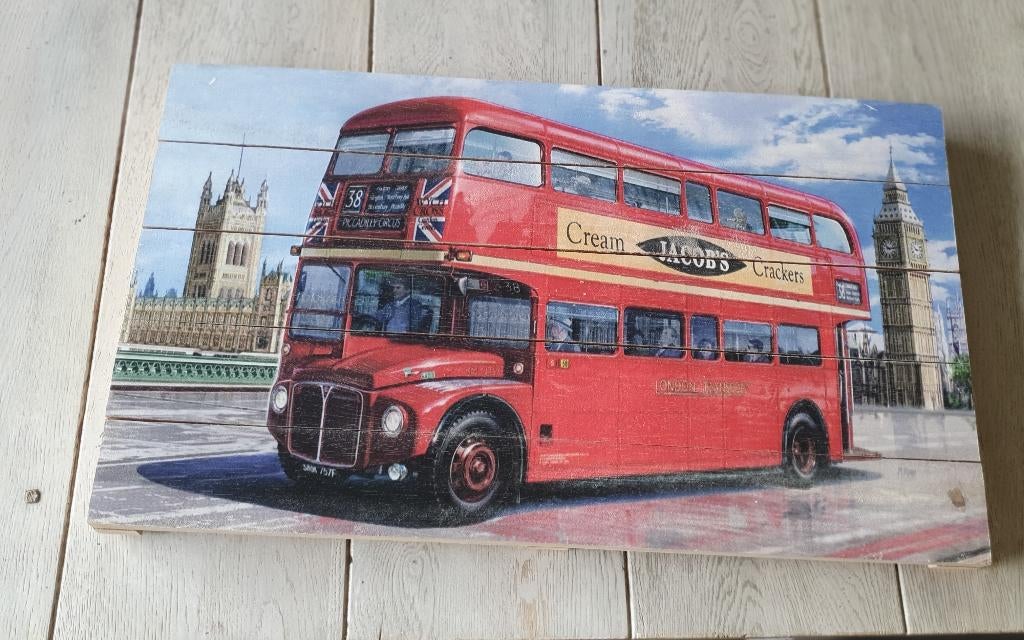 schilderij engelse bus, Ophalen of Verzenden, Zo goed als nieuw, Buiten