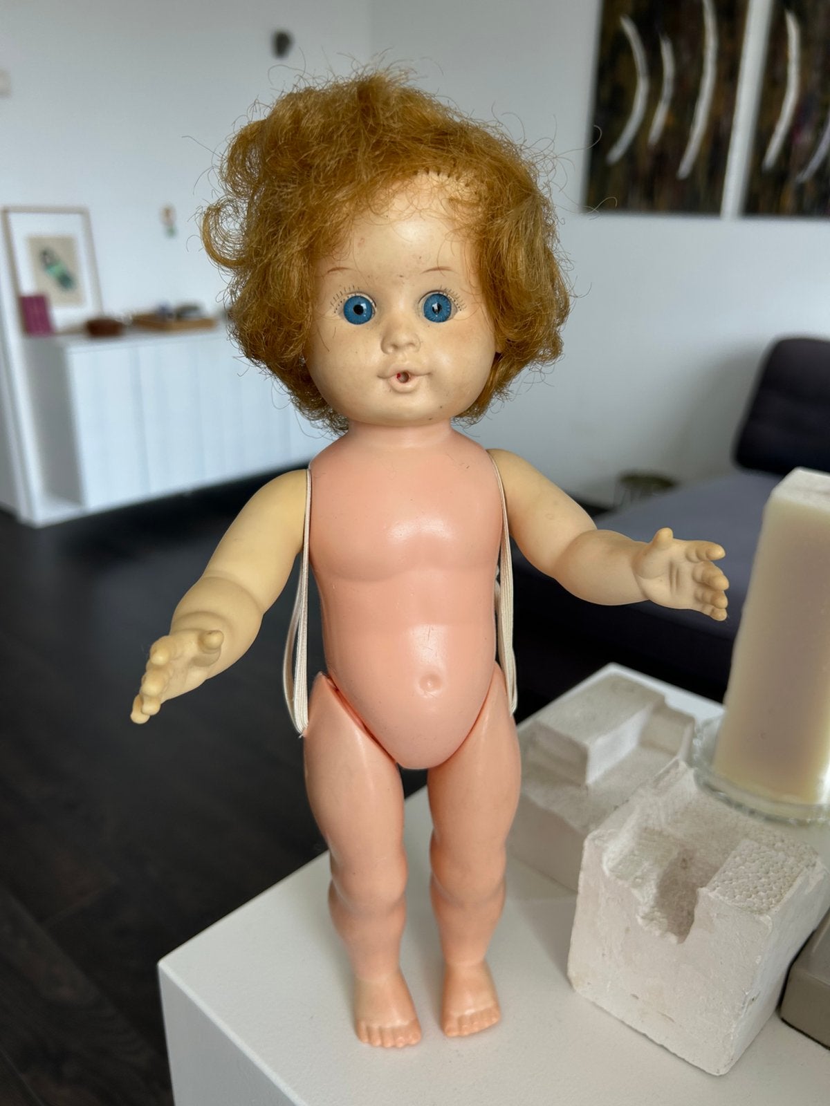 Bijzondere antieke pop 30cm, Verzamelen, Ophalen of Verzenden, Gebruikt, Pop