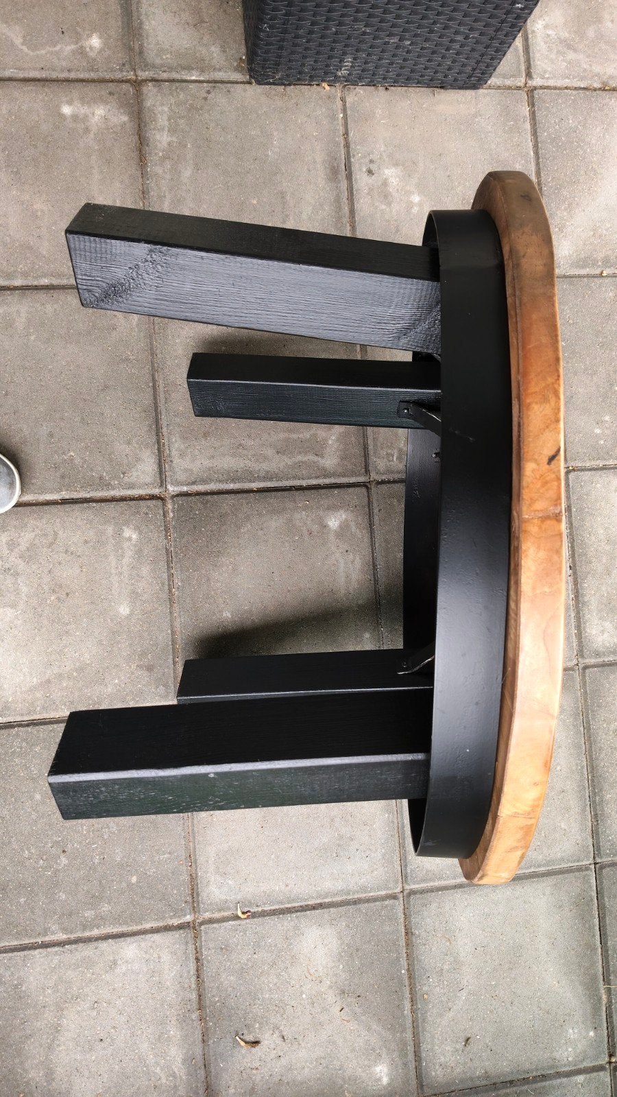 salontafel mangohout blad stalen rand en vervangen poten., Ophalen, 50 tot 100 cm, Rond, 50 tot 100 cm