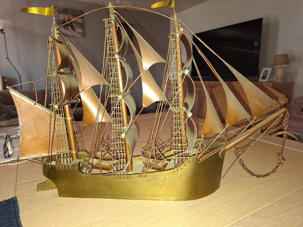 Model zeilschip 3-master koper of messing., Ophalen of Verzenden, Gebruikt, 1:32 tot 1:50