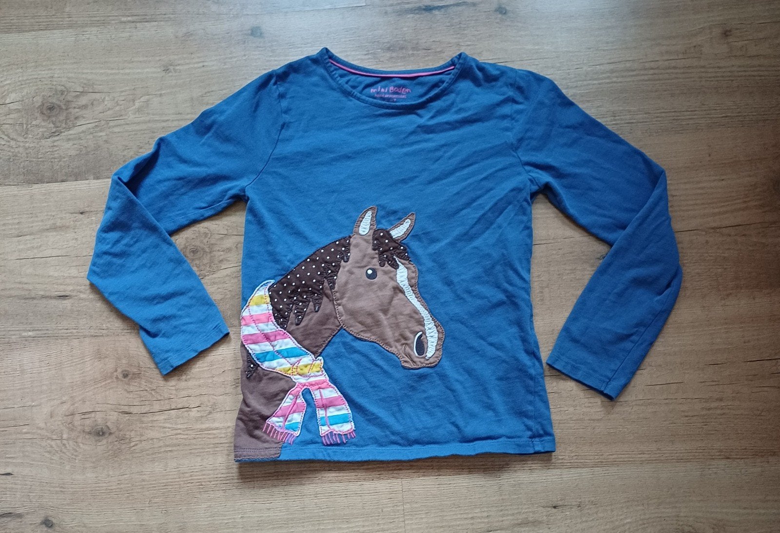 Mini Boden shirt met paarden applicatie - Maat 9-10 jaar, Kinderen en Baby's, Ophalen of Verzenden, Gebruikt, Mini Boden, Meisje